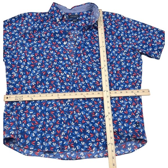 Crown & Ivy Men's Blue Floral Button-Up Shirt Classic Fit sz Large Short Sleeve - Picture 3 of 5